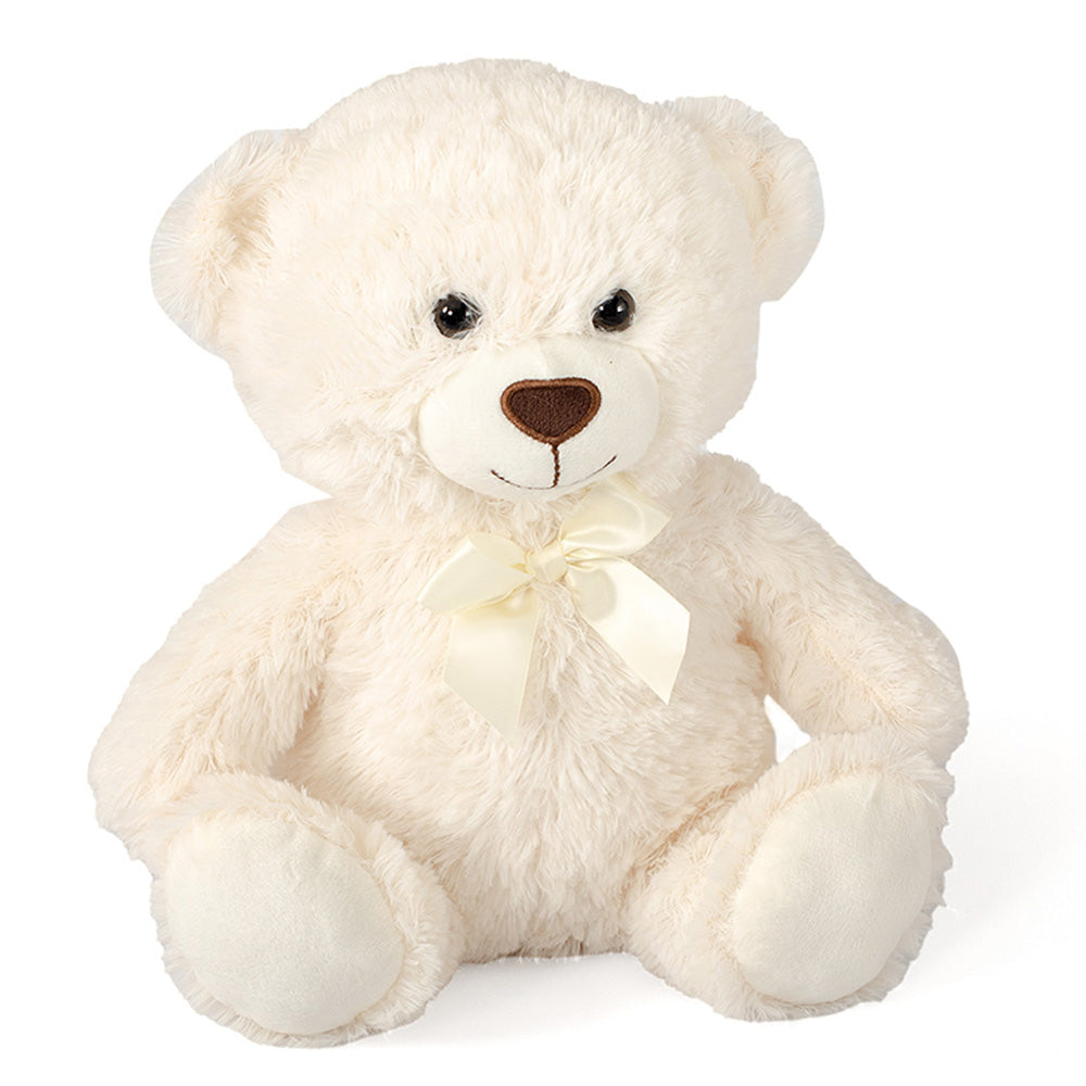Λούτρινο αρκουδάκι σε άσπρο χρώμα, ιδανικό για προσωπικό δώρο και για επαγγελματική χρήση.