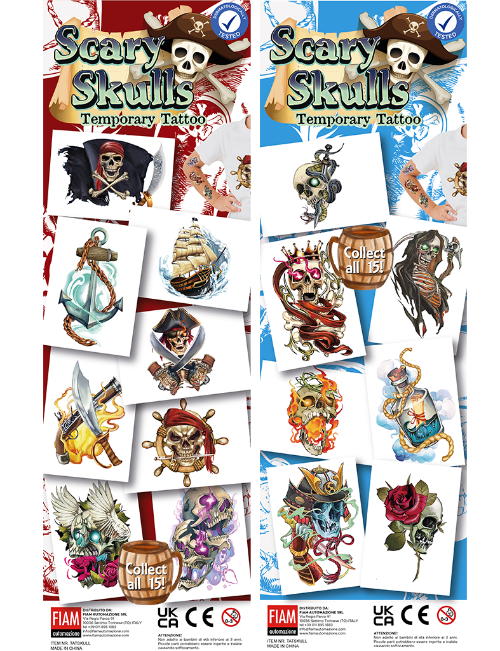 temporary tattoo scary skulls
