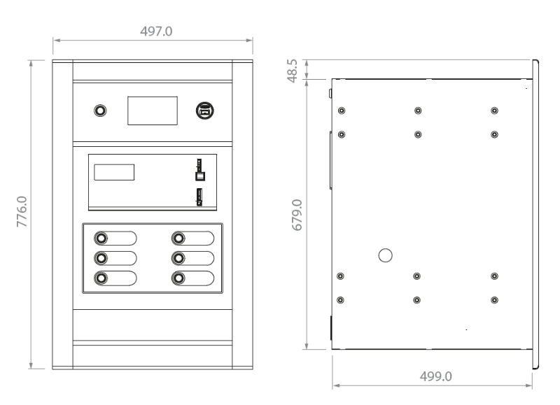 Ανταλλακτήριο κερμάτων Big change, διαστάσεις.