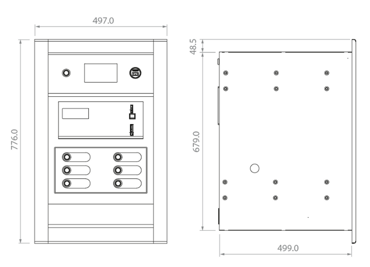 Ανταλλακτήριο κερμάτων Big change, διαστάσεις.