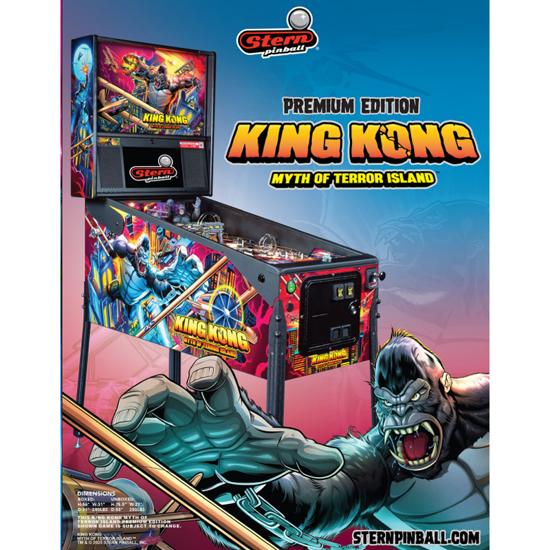 Pinball King Kong Premium Edition Stern – φλίπερ με θεματολογία King Kong, πολύχρωμα γραφικά και premium arcade σχεδίαση